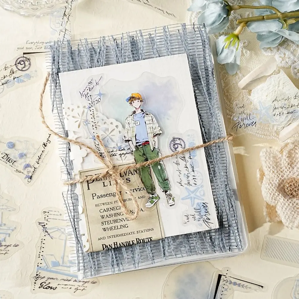 Lot de 30 autocollants décoratifs en PET, série Poem Ink Mark, matériel de collage aquarelle, pour horloge et journal DIY