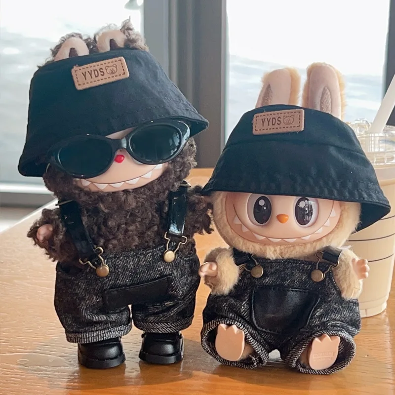 

15cm/17cm Labubu Outfit Accessories For Generations I/II/III - Adjustable Hat Suspender Pants Set For LABUBU Plush Dolls