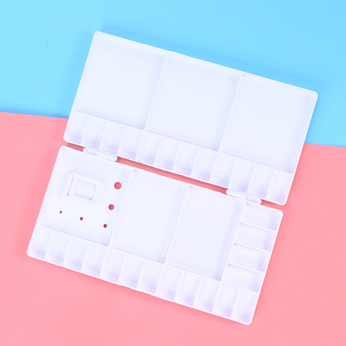 

28+5 Compartment Plastic Color Palette Thumbhole Brush Holders Foldable 180° Rotatable Hard PP Paint Box for Artists Students