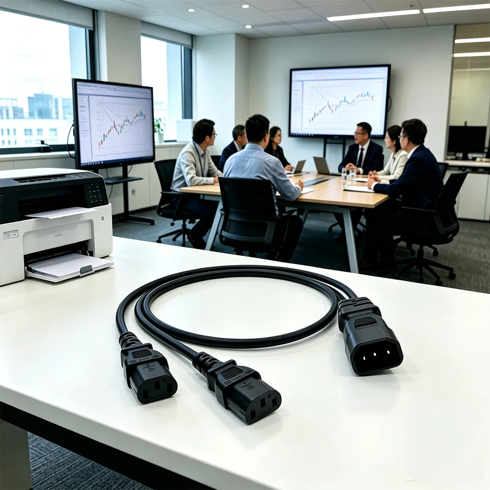 Y Splitter Power Extension Cord IEC C14 To Double IEC C13 Cable For UPS PDU Server Computer Monitor Printer 3 Pin