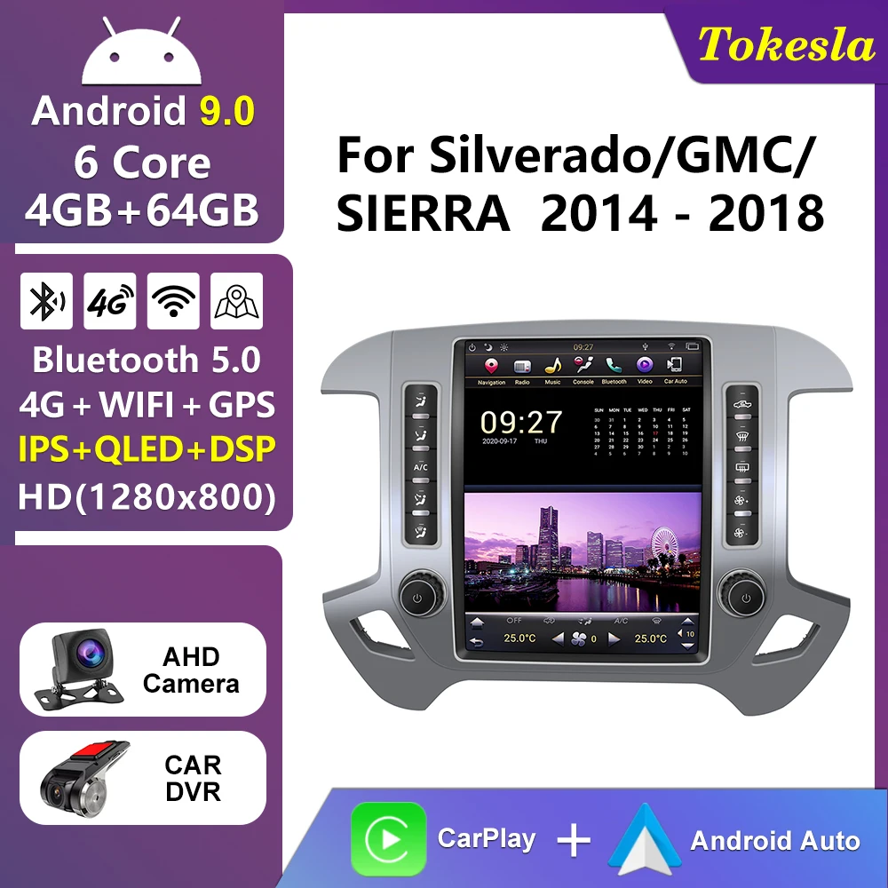 

Carplay Car Multimedia Player Android 12 Stereo Radio For Chevrolet Silverado GMC SIERRA 2014-2018 Intelligent GPS Navigation