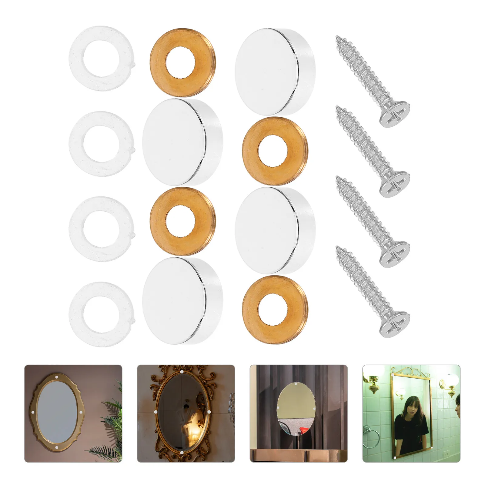 1Set Copper Mirror Nails Versatile Flat Glass Mirror Screws Secure Mounting for Mirrors Signboards Decorative Glass Screws
