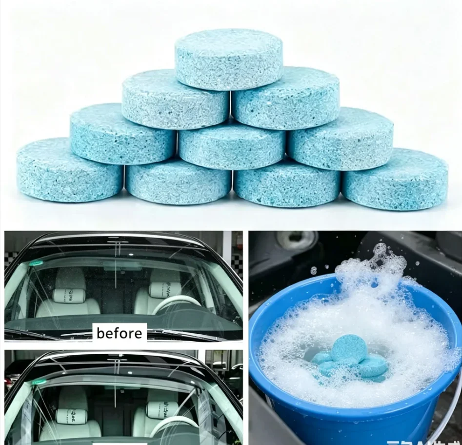 Car Effervescent Tablets Mixed Solid Cleaner Windscreen Tools Wiper Washing Home Toilet Window Concentrated Tablets Auto Cleaner