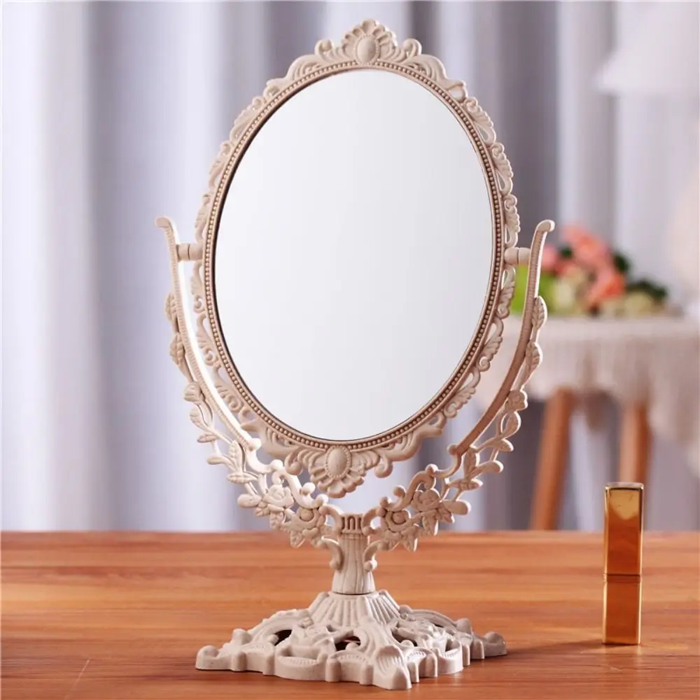 Beauty High Definition Desktop Makeup Mirror without Dead Corners Retro European Style Double Plane Mirror Nano Color INS Women