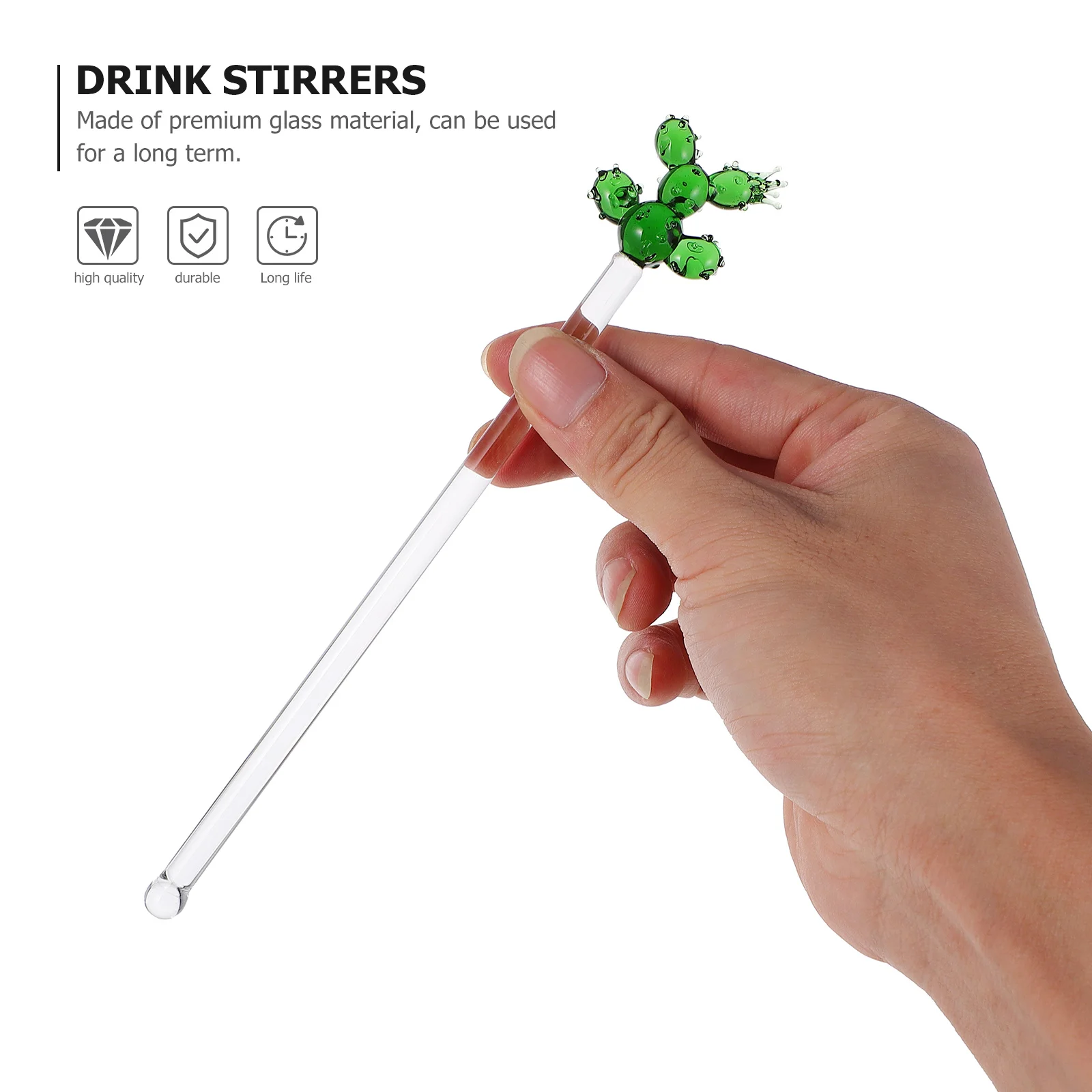 

Creative Cactus Glass Stirring Rod Transparent Crystal Clear Juice Blender for Bar Home Decor 1Pcs Stirring Stick