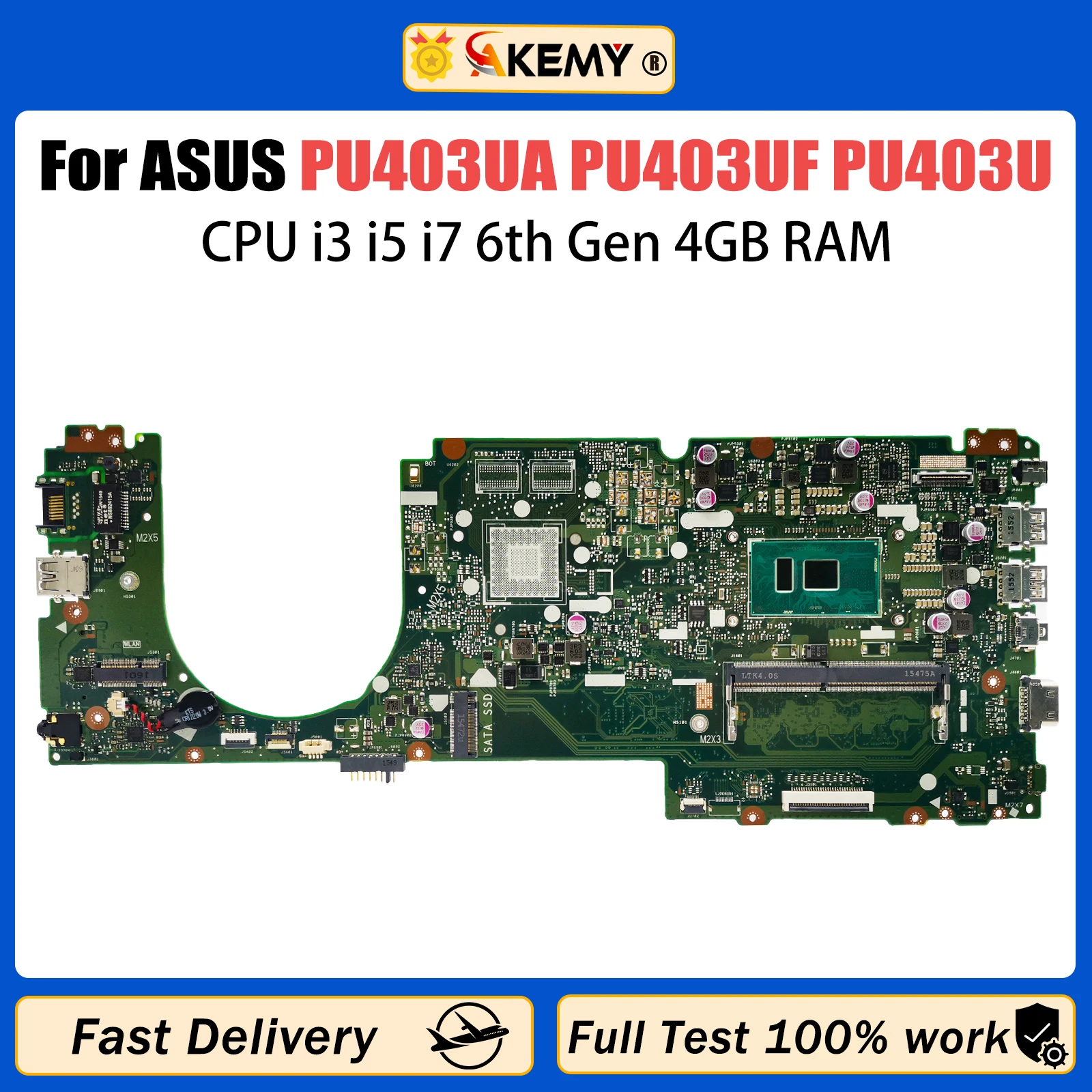 

AKEMY PU403UA Notebook Mainboard For ASUS PRO PU403UF PU403U Laptop Motherboard With CPU i3 i5 i7 6t