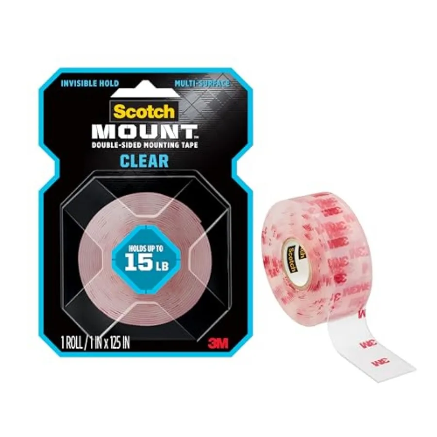 

Double Sided Tape, Clear Mounting Tape, 1 Roll Adhesive Tape, 1 in x 125 in 10.4 ft,Holds Up to 15 Lbs., Features 3M Industrial