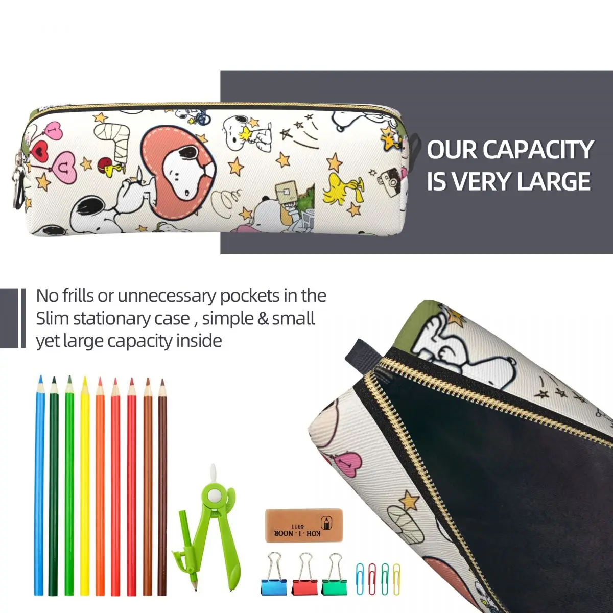 Snoopy Woodstock Pencil Cases Classic Cartoon Pen Bag Student Big Capacity Students School Cosmetic Pencilcases