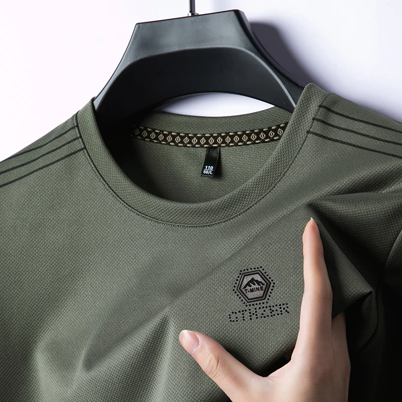 تي شيرت رجالي من الحرير الجليدي ، علامة تجارية راقة ، مطبوع ، عمل ، كاجوال ، بدون أثر ، جيد التهوية ، رقبة دائرية ، ملابس رجالية ، صيف ، حار ، جديد ، ساخن ،