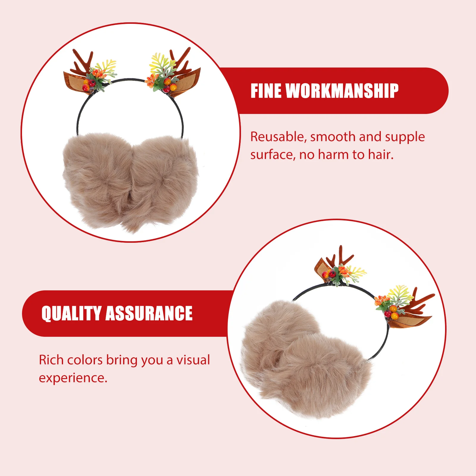 

Keep Warm Antler Earmuff Headband Woman Deer Antlers Cold-weather Rabbit Muffs Cute