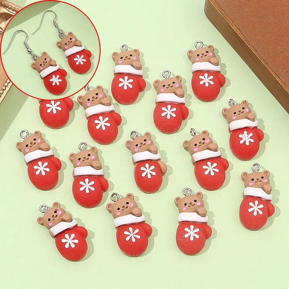 

3/12/24/48 шт. красно-коричневые рождественские перчатки, кулон в форме медведя, ожерелье, серьги «сделай сам», День Благодарения, Рождество, аксессуары на День святого Валентина