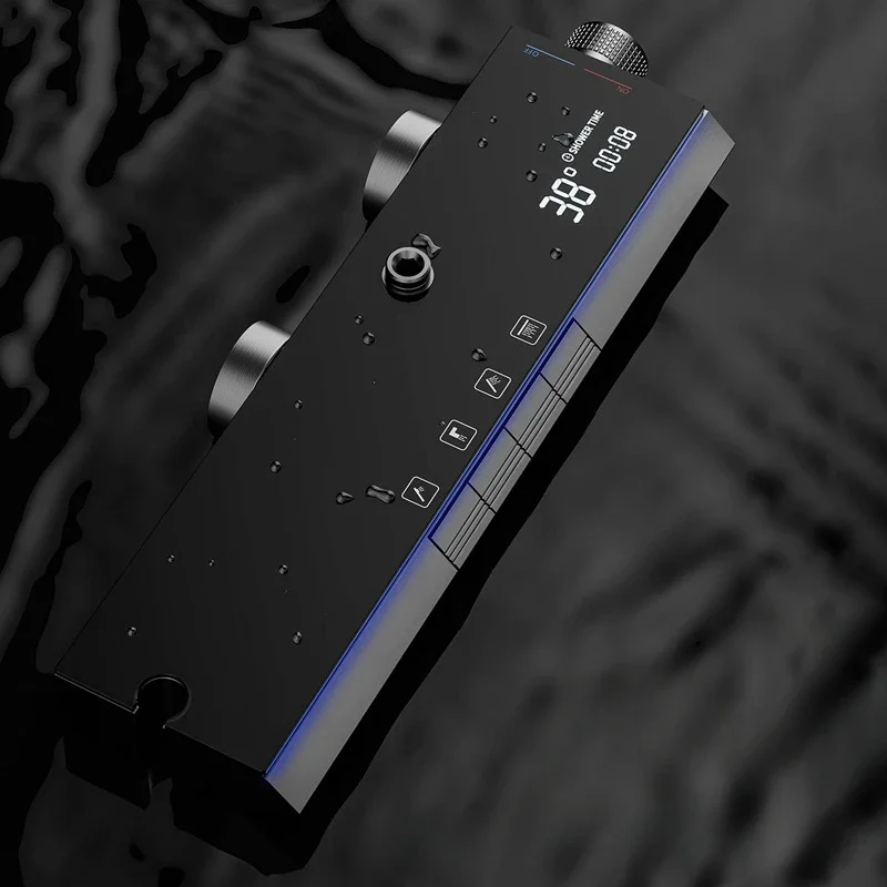 Luxury Smart Temperature Digital Display Shower Faucet System Wall Mounted 4 Function Piano Key Hot Cold Shower Set for Bathroom