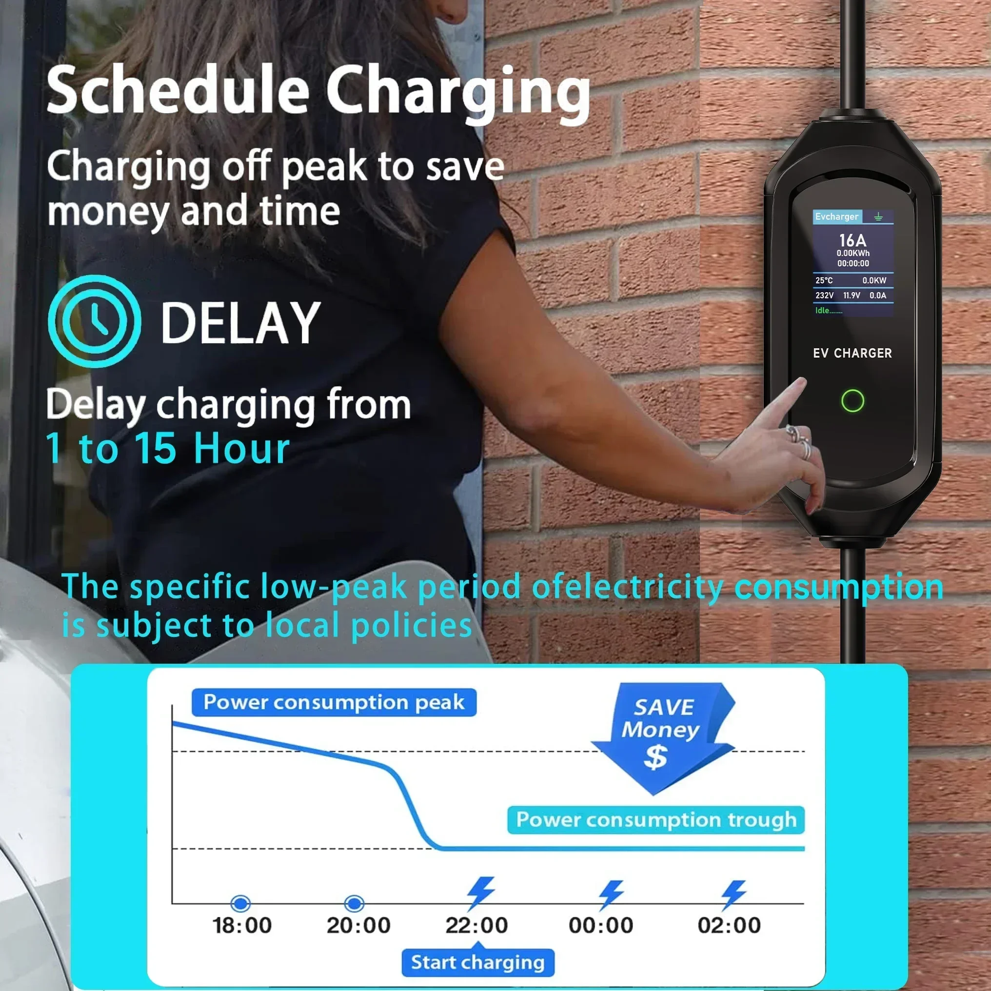 AFEEV 3.6KW 16A Portable EV Charger Type2 IEC62196-2 EVSE Fast Charging Cable Type1 SAE J1772 Electric Car Charger GB/T Wallbox