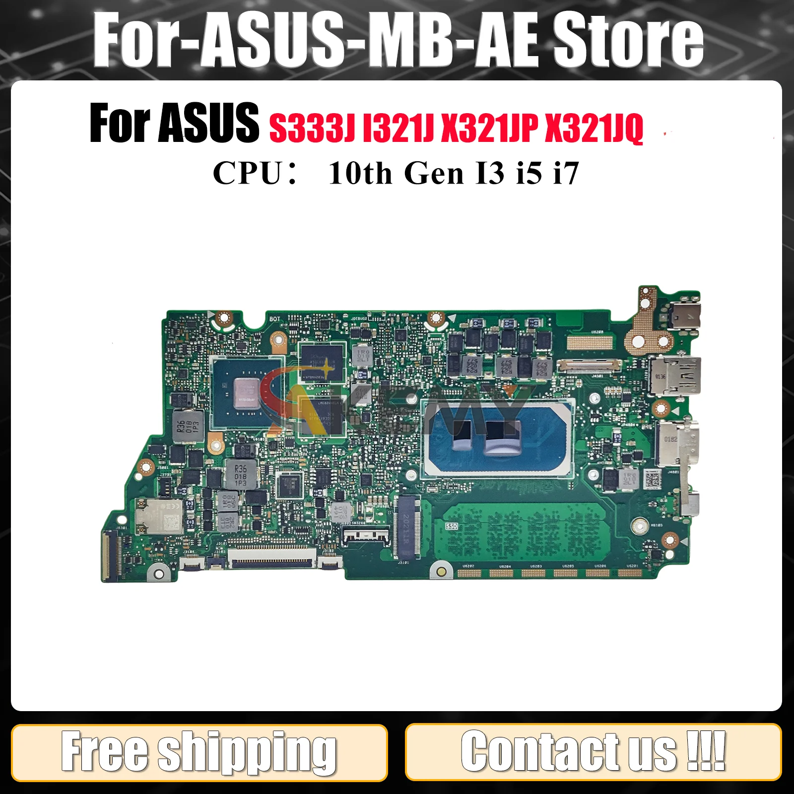 

X321JP Laptop Motherboard For ASUS VivoBook X321J I321J S333J X321JQ X321JP Mainboard With 10th Gen I3 i5 i7 100% tests OK stk