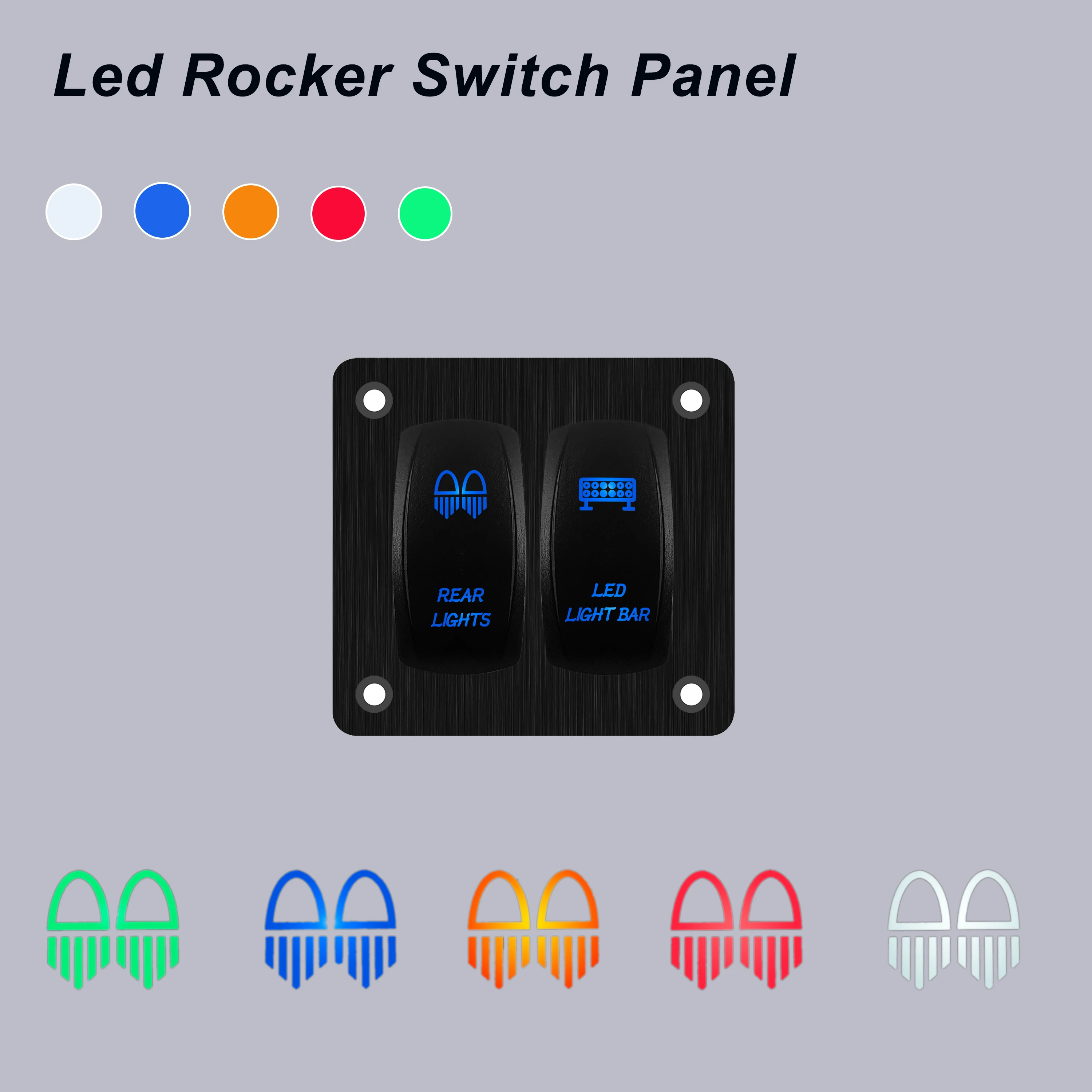 Custom 2 Gang Rocker Switch Panel 12V 24V LED Light Bar Rear Lights 5Pin ON Off Toggle Switch Panel for Boats Cars ATVs UTVs