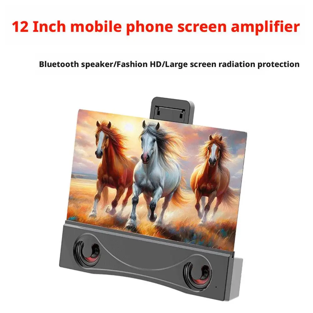 Magnifying Stand Universal Phone Screen Magnifier Bluetooth Stereo Speaker HD Video Amplifier Stand for Android & IOS Smart G1D1