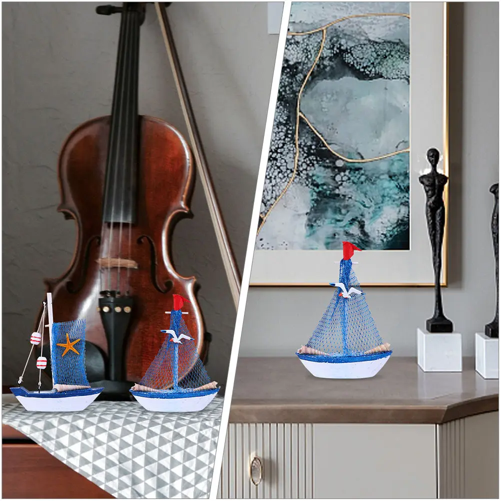 

8Pcs Elegant Mini Sailing Boat Wooden Sailboat Decoration Nautical Theme Interior Styling Living Room Bedroom Study Office Desk