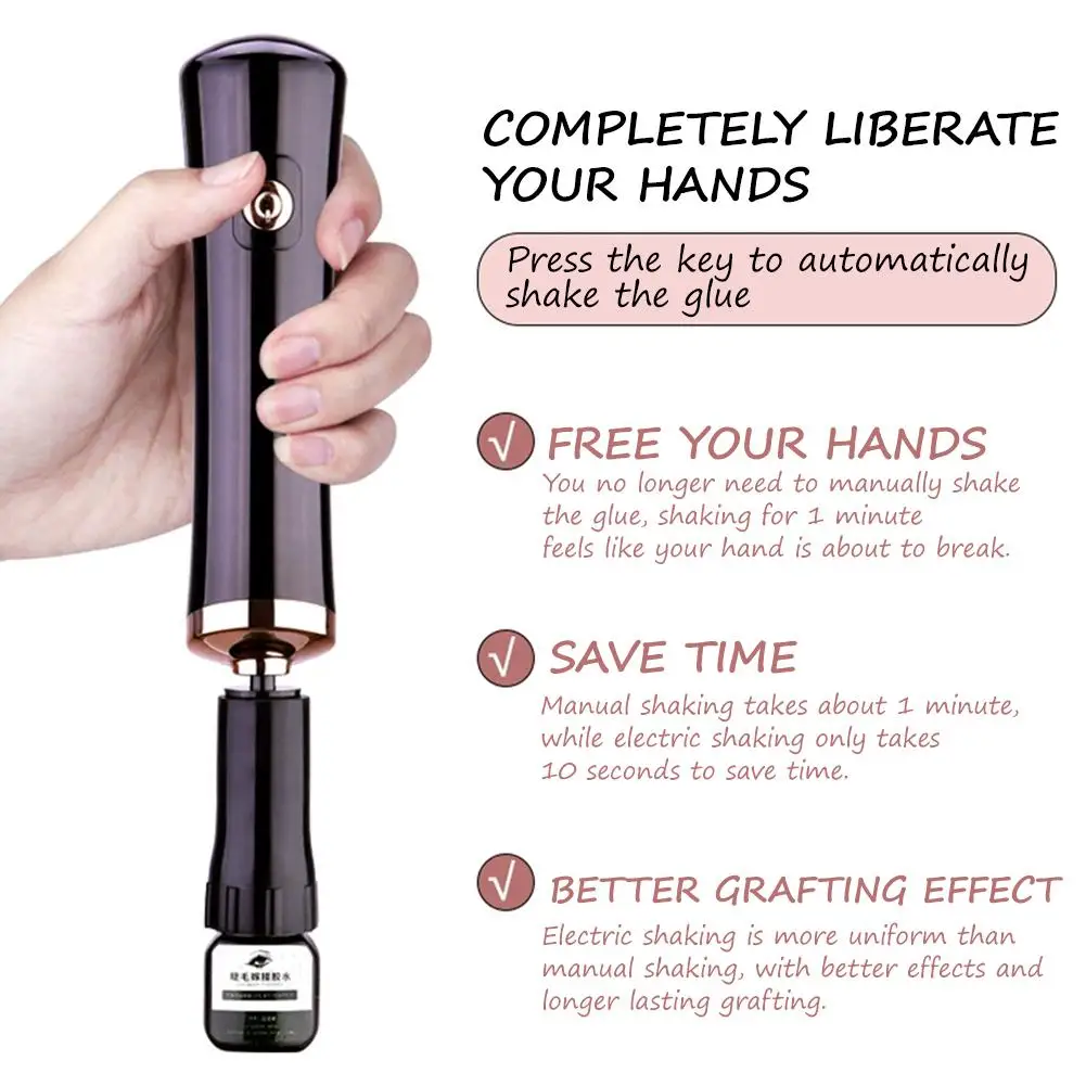 Coctelera de pegamento para extensiones de pestañas, coctelera eléctrica para laca de uñas, coctelera eléctrica que ahorra tiempo, herramienta manos libres, pegamento para uñas Pol D3I3