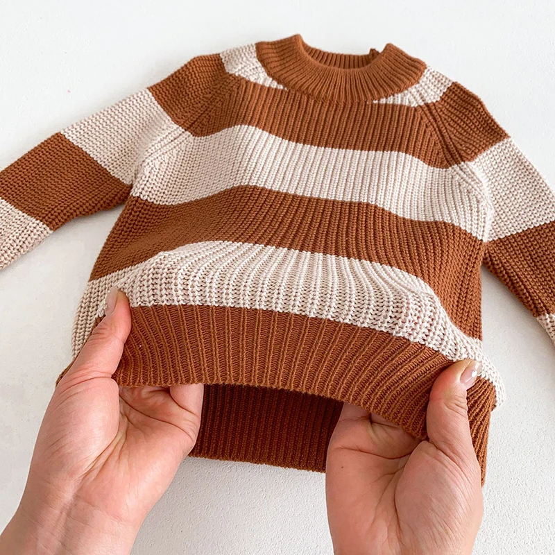 الخريف الشتاء طفل الفتيان الفتيات محبوك سترة القمم 1-6Yrs الاطفال سترة سترة الأطفال شريط سترة محبوك الاطفال الملابس #6