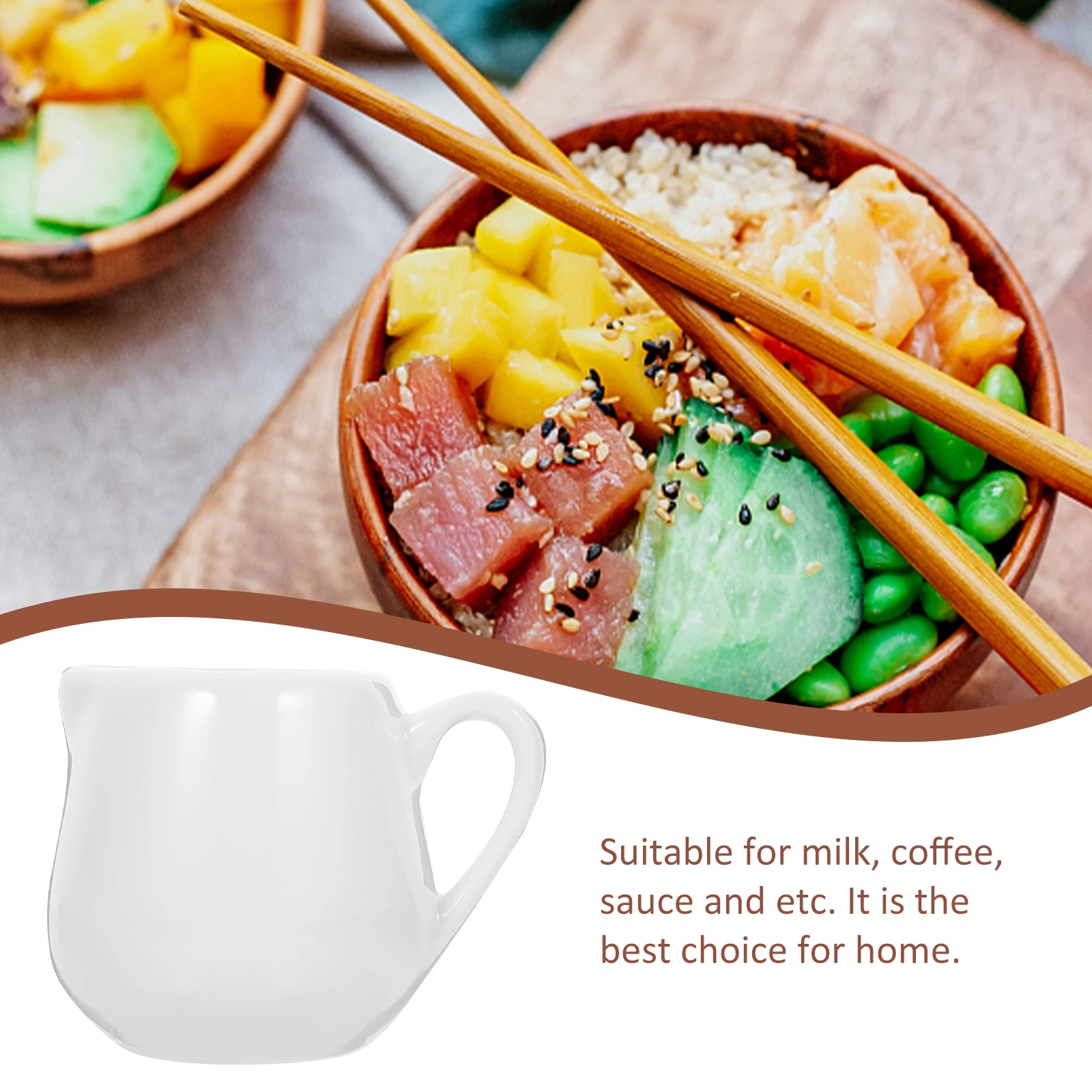 

4 Pcs Spoon Ceramic Mini Creamer Jug 100ml H Kitchen Tool Storage Container White Kitchen Sauce Container Delicate Design