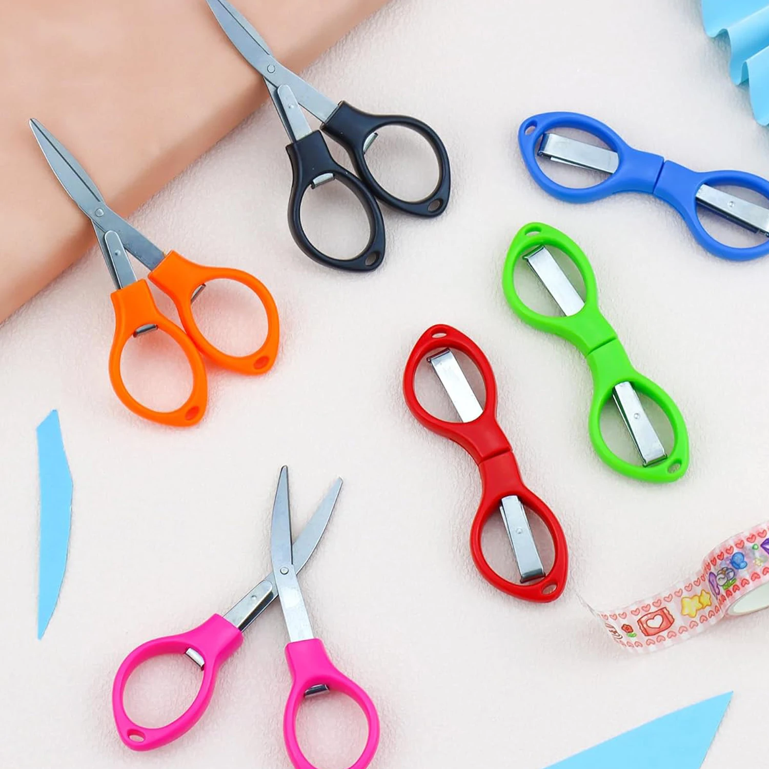 36Pcs Folding Scissors Safety Foldable Small Scissors Mini Travel Trip Telescopic Scissor for DIY Home Office