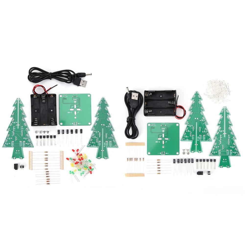 DIY 3D Christmas Tree 3 PCB Flashing Light Christmas Tree Lower Energy Consumption Electronic Exercise Kit for Home Living Room