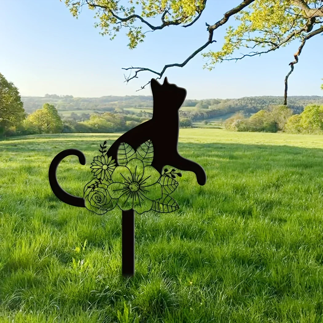Hello young Haustier Grab Marker Katze Denkmal Pfahl Metall Zeichen mit Pfahl Katze Verlust Geschenk Sympathie Zeichen Erinnerung Pfahl Garten Dekor