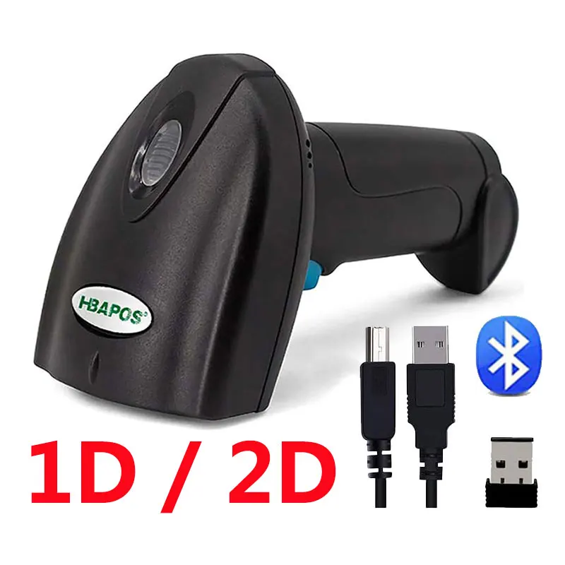 Scanner di codici 1D 2D Bluetooth Barcod Scanner palmare cablato Laser QR lettore di codici a barre per inventario magazzino POS