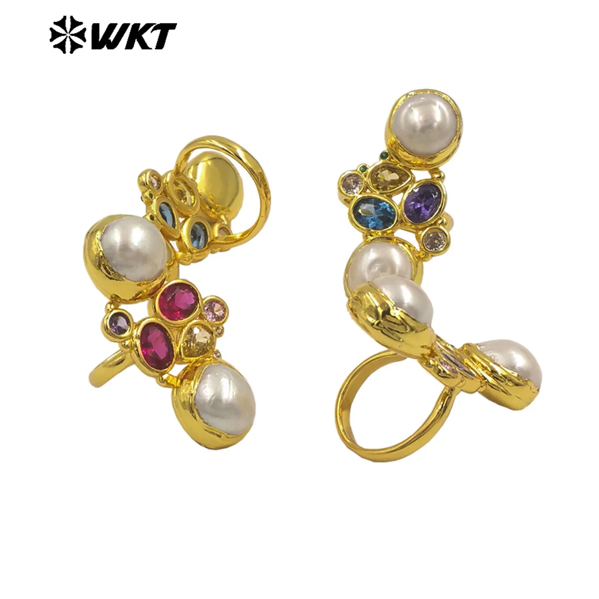 

WT-MR042 WKT Versatile Tiny Special Simple Pearl Cubic Zircon Ring Exquiste For Girl Special Design