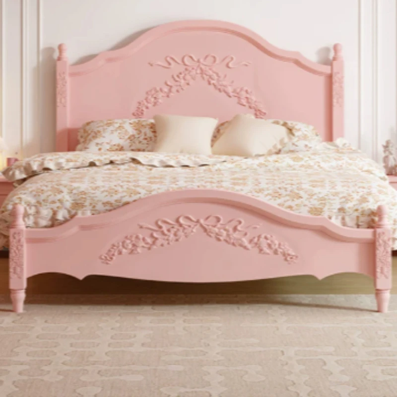 Teenage Girls Upholstery Bed Wood Aesthetic Princess Modern Bed Luxury Multifunctional Camas De Dormitorio Bedroom Furniture