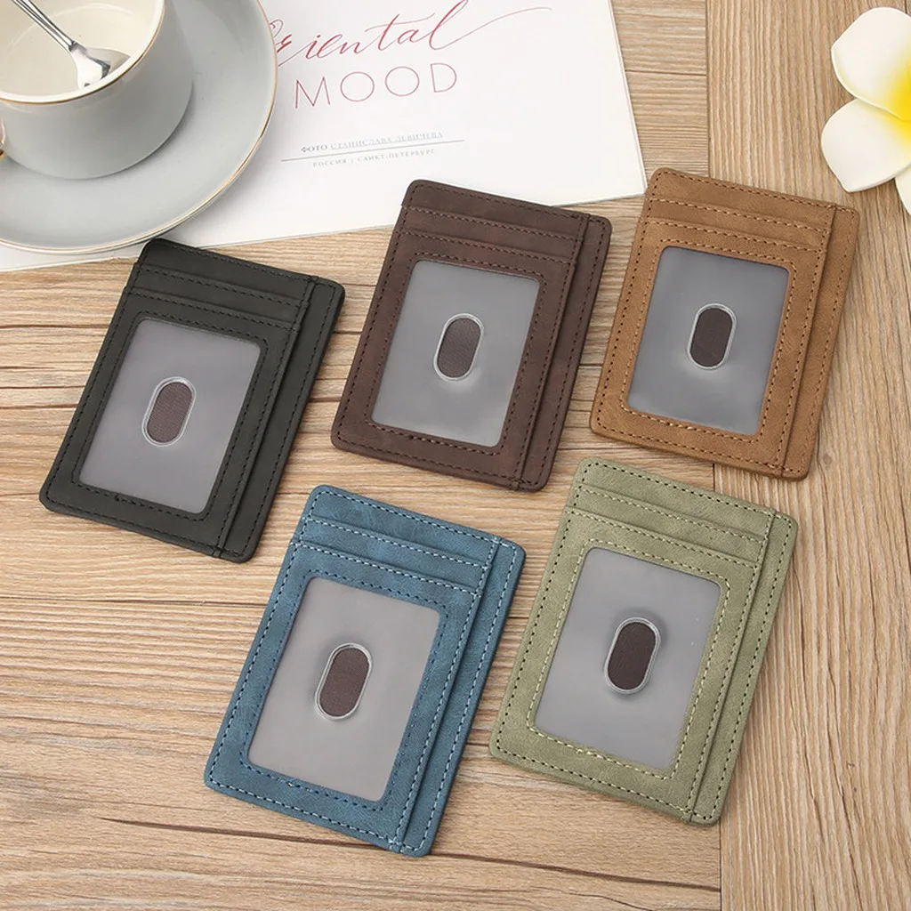 Coin Purse Expandable Card Holder Crazy Horse Pu Leather Wallet Unisex Multi-Functional Coin Purse For Daily Essentials Front