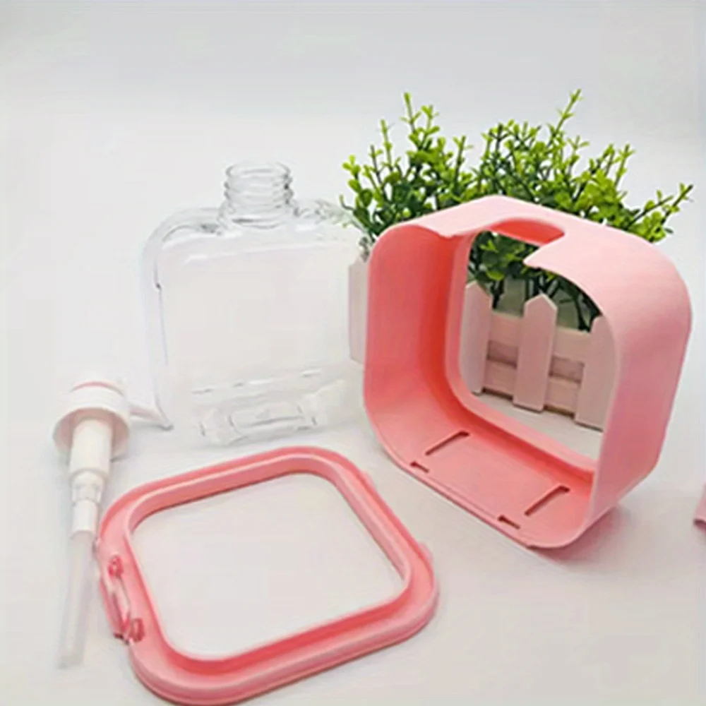 Distributeur de désinfectant pour les mains en plastique Transparent, récipient de Gel douche détachable de 500ml, bouteille de Type presse, motif Floral noir