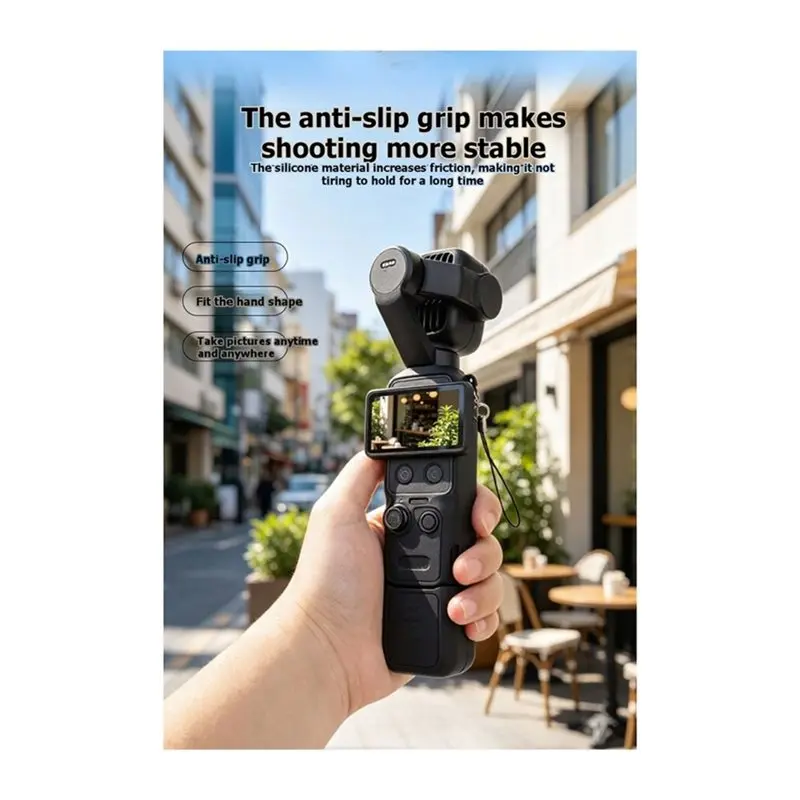 DT22 Silicone Protective Case for DJI for OSMO Pocket 4 Pro Scratch-Resistant Full Coverage Sleeve Anti-Loss Lanyard Black