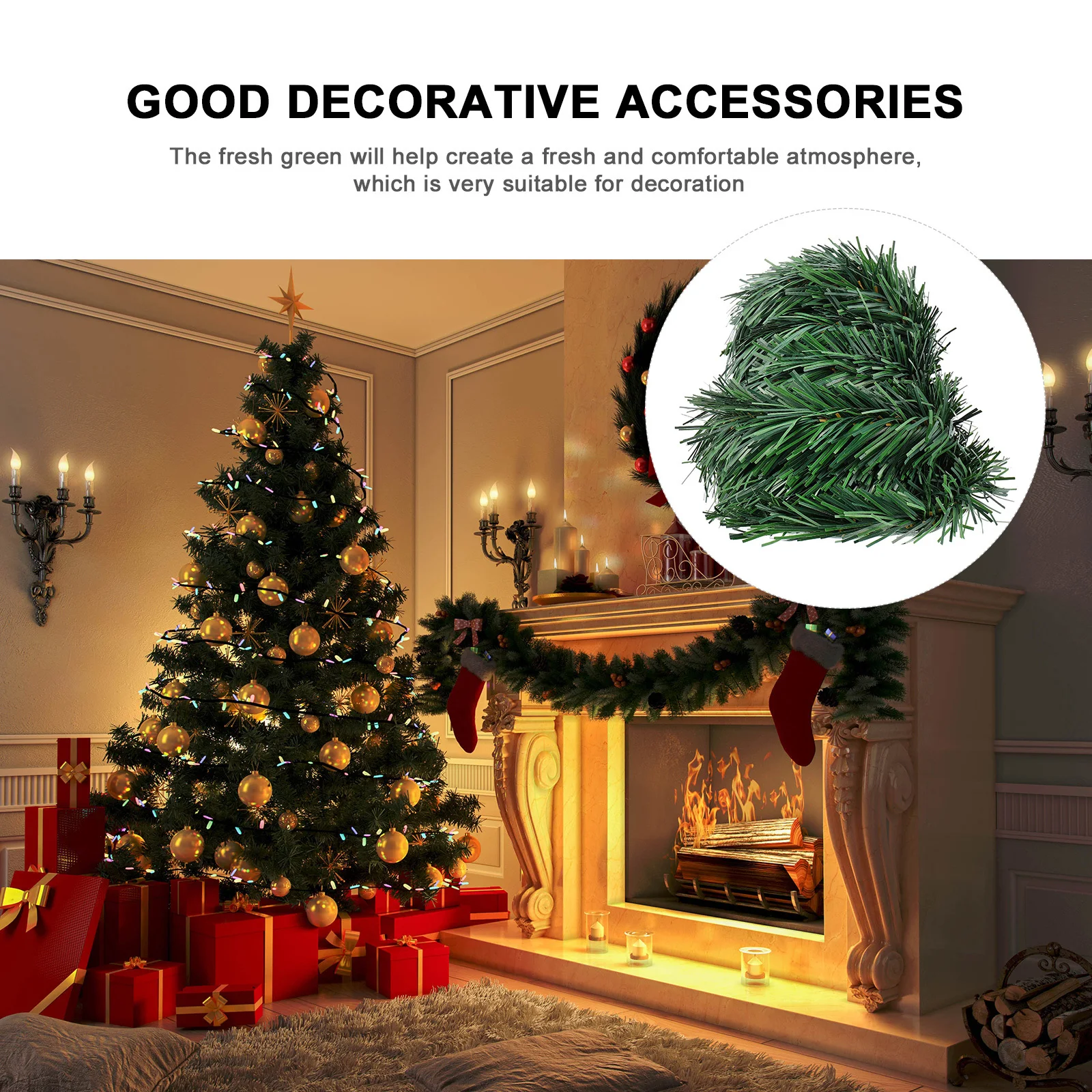 

2Pcs Emulation Pine Needles Green Artificial Christmas Tree Ornaments Home Office Living Room Decoration Artificial Pine Needles