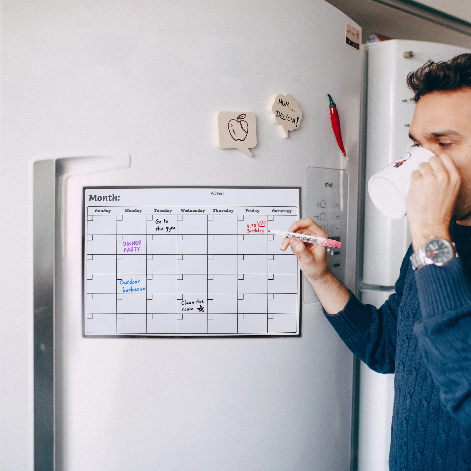 

Magnetic Monthly Planner Fridge Whiteboard Calendars PVC PET PP Plastic Coated Erasable Reusable Office School for Schedules