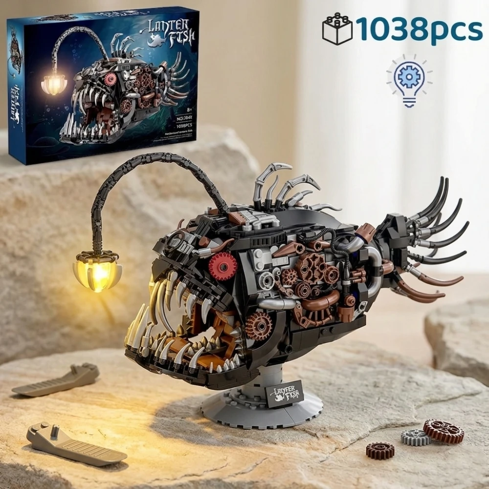 

NEW Technical Anglerfish Building Blocks, 1038Pcs Mechanical Deep Sea Creature Model With Light, DIY Bricks Toy, Holiday Gift