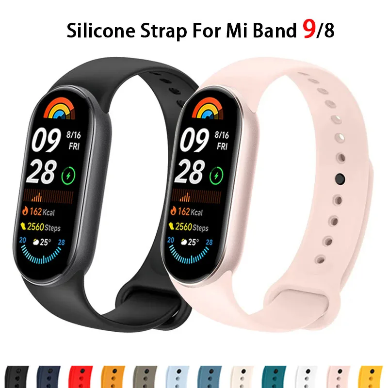 Silicone Bracelet for mi band 9 Strap NFC Accessorie Sport band Rubber SmartWatch Wristband correa xiaomi band 9 mi band 8 strap