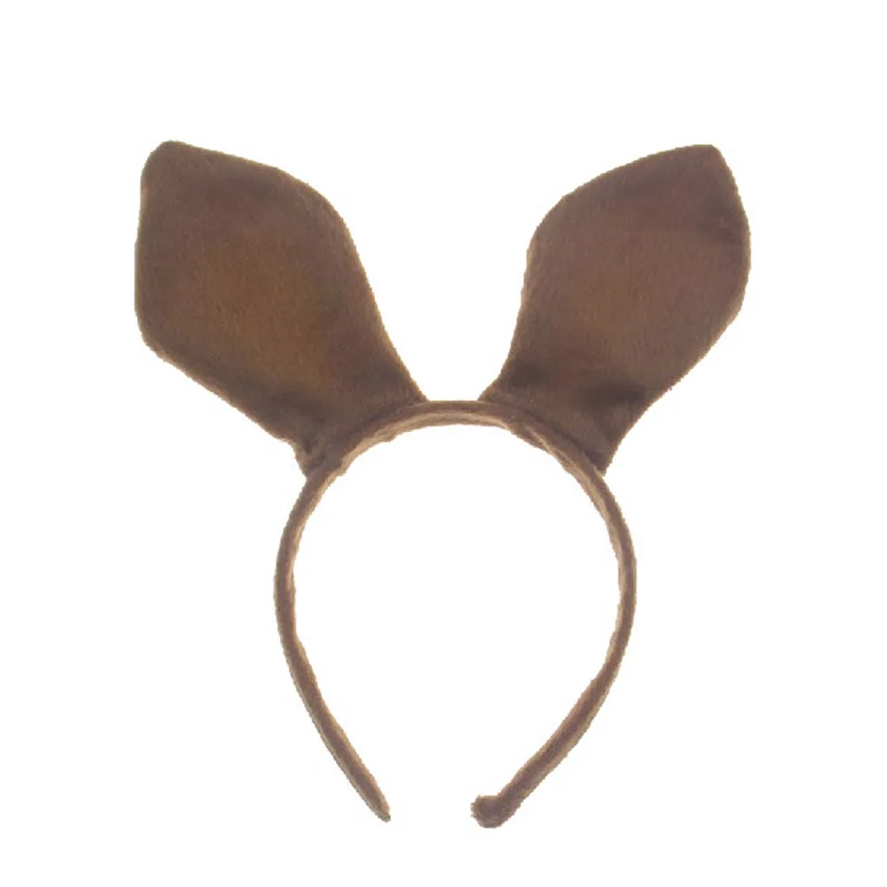 4pcs Plush Kangaroo Ear Headbands Cosplay Costume Headbands Halloween Party Supplies (Brown) Plush Headband