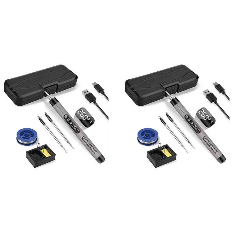 

A03F-2X Mini Cordless Soldering Iron Kit USB Portable Soldering Iron With LCD Adjustable Temperature Soldering Kit Gray