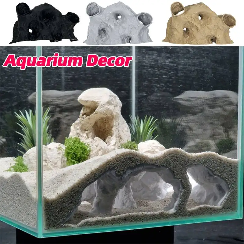 Decoración de acuario impresa en 3D, túnel subterráneo, cueva, accesorios para pecera, refugio Natural, adornos de paisajismo para cría