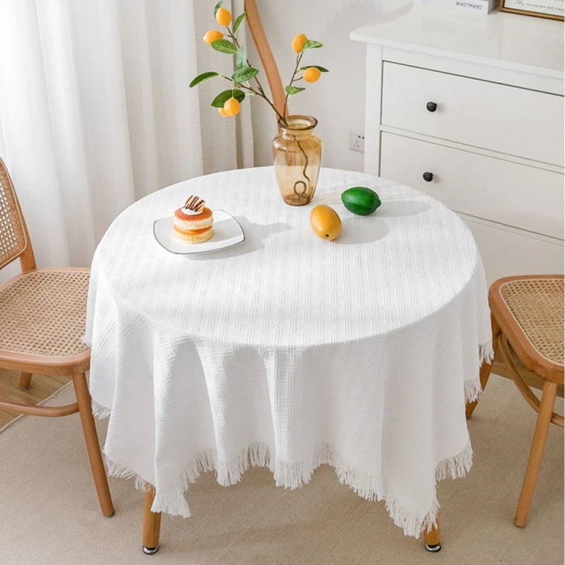 

Round Tablecloth with Tassel, Tea Table Cover Cloth, Square Towel, Wedding Party, Dining Room Decoration