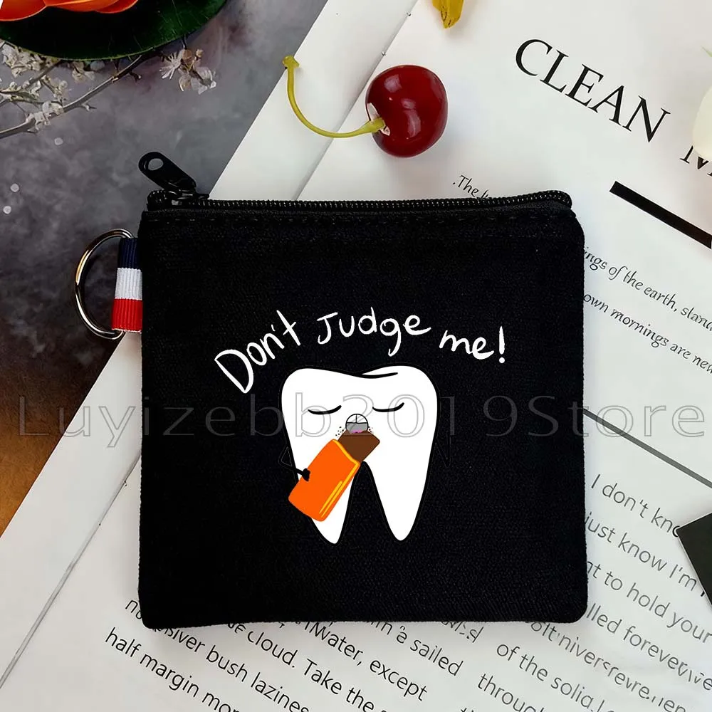 

Funny Dentist Gifts Dental Teeth Tooth Doctor Cute Dentistry Medic Medicine Canvas Coin Purse Square Key Card Bags Wallet Pouch