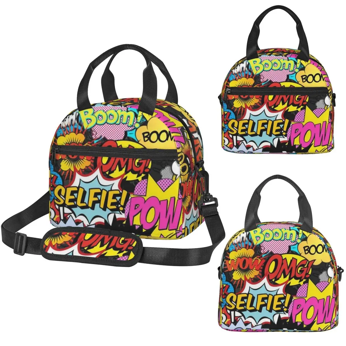 

Термосумка для обедов Fun Street Graffiti Comic Pop Art для детей, школьная термосумка-холодильник, герметичный ланч-бокс