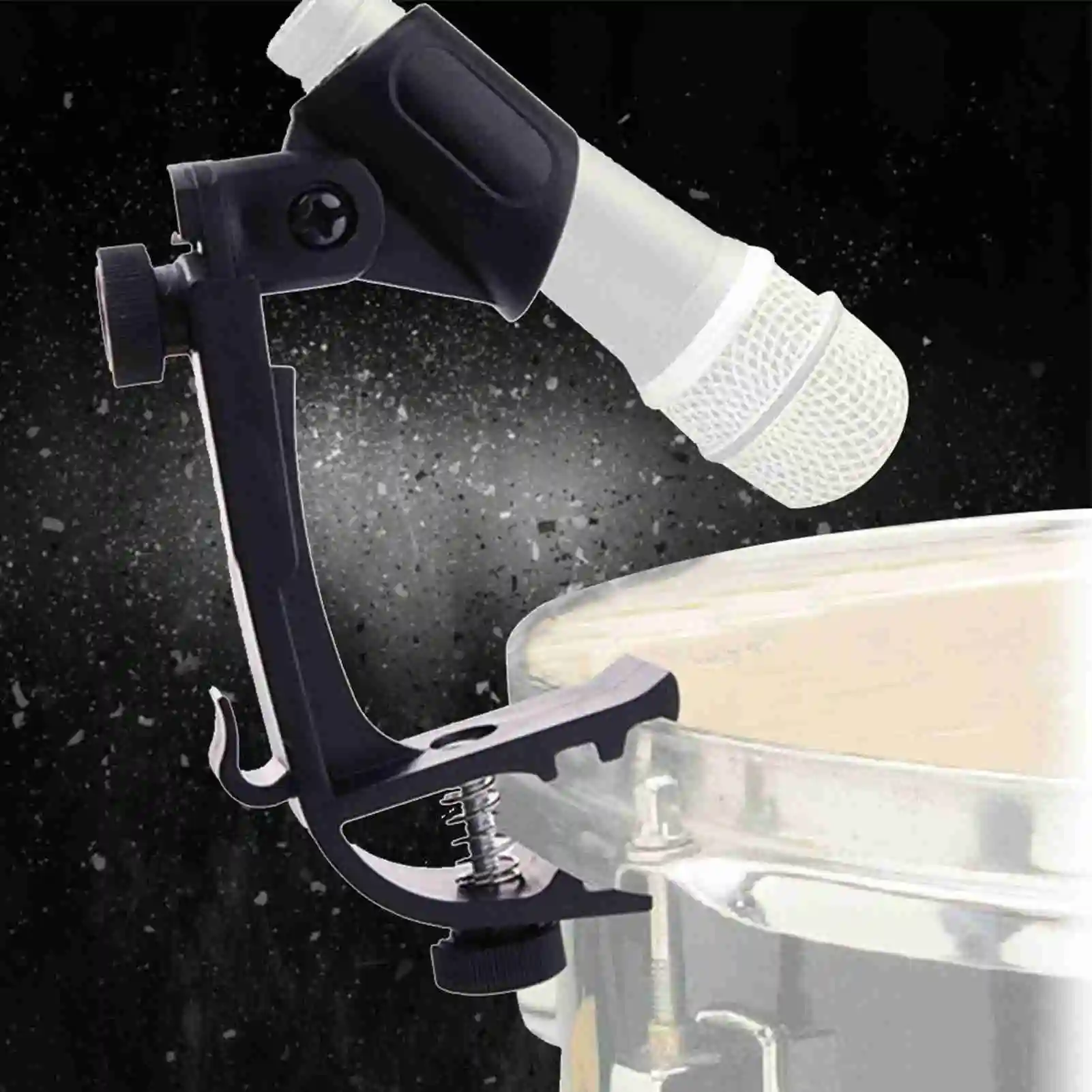 Morsetto per montaggio su tamburo Morsetto per bordo per tamburo Nuove clip regolabili portatili su supporto per morsetto antiurto per microfono con bordo per montaggio su tamburo (nero)