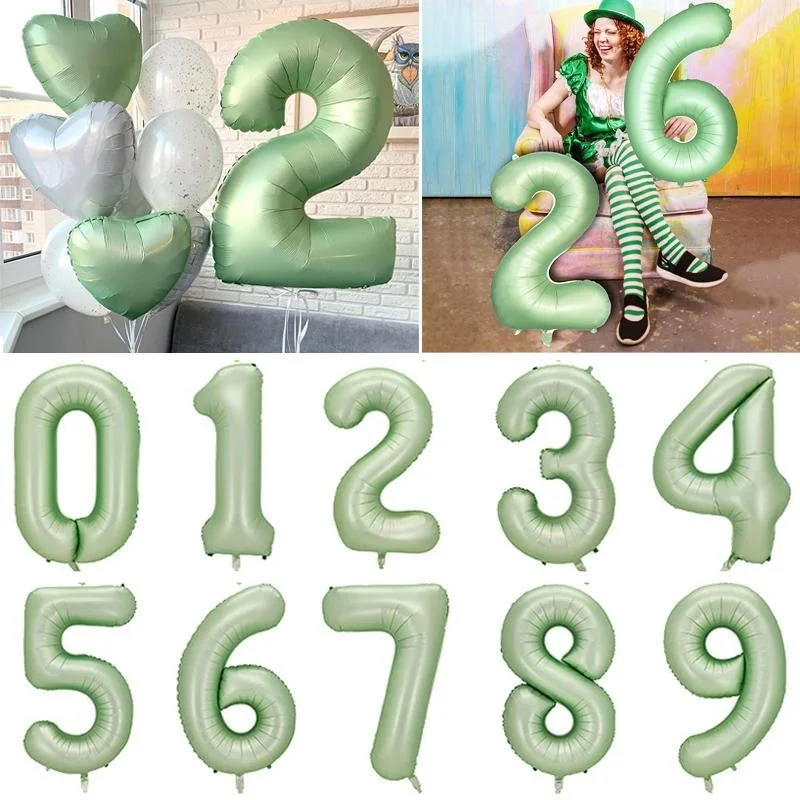 40 Inch Olive Green Number 0-9 Balloons Foil Digital Balloon for Birthday Wedding Anniversary Party Decoration