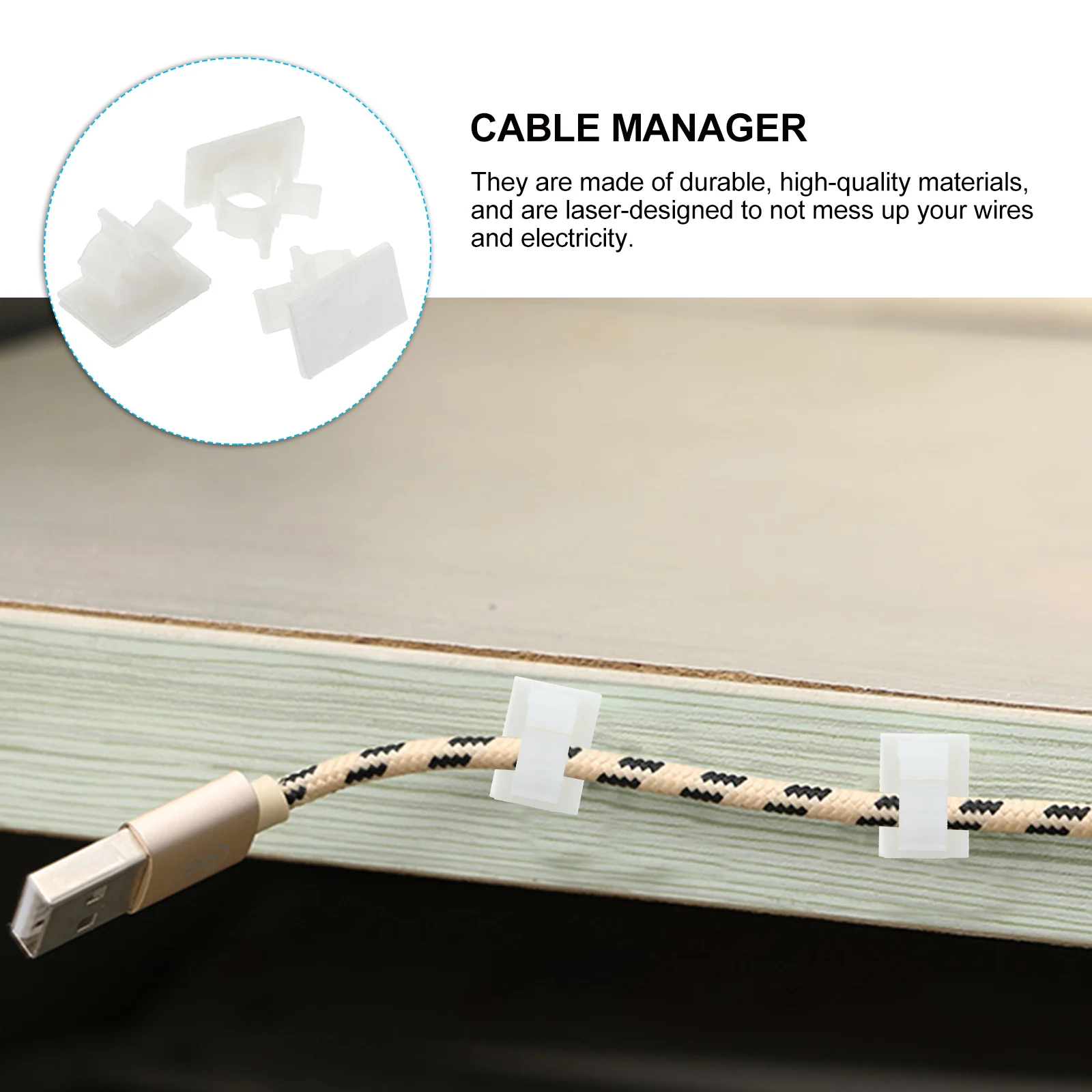 

100pcs Creative Organizers Self-Adhesive Management Clips Desktop Home Office Wire Keepers Cord Holder Solid Clamps Decorative