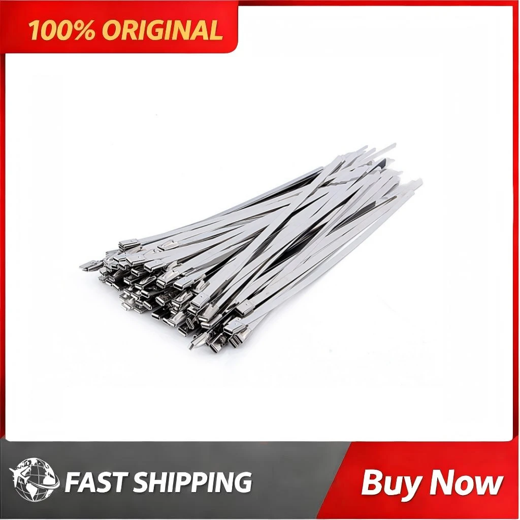50Pcs Metal Cable Tie 304 Stainless Steel Cable Ties Multipurpose Self Locking Metal Cable Ties Binding Fixing Tools
