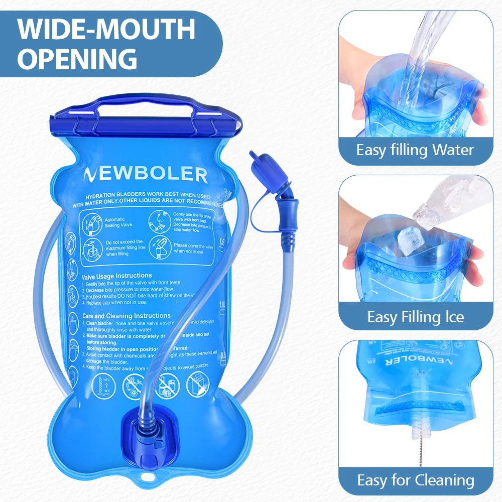 NEWBOLER Wasserblase, Wasserreservoir, Trinkrucksack, Aufbewahrungstasche, BPA-frei, 1,5 l, 2 l, 3 l, Lauf-Trinkweste, Rucksack – Detail 13