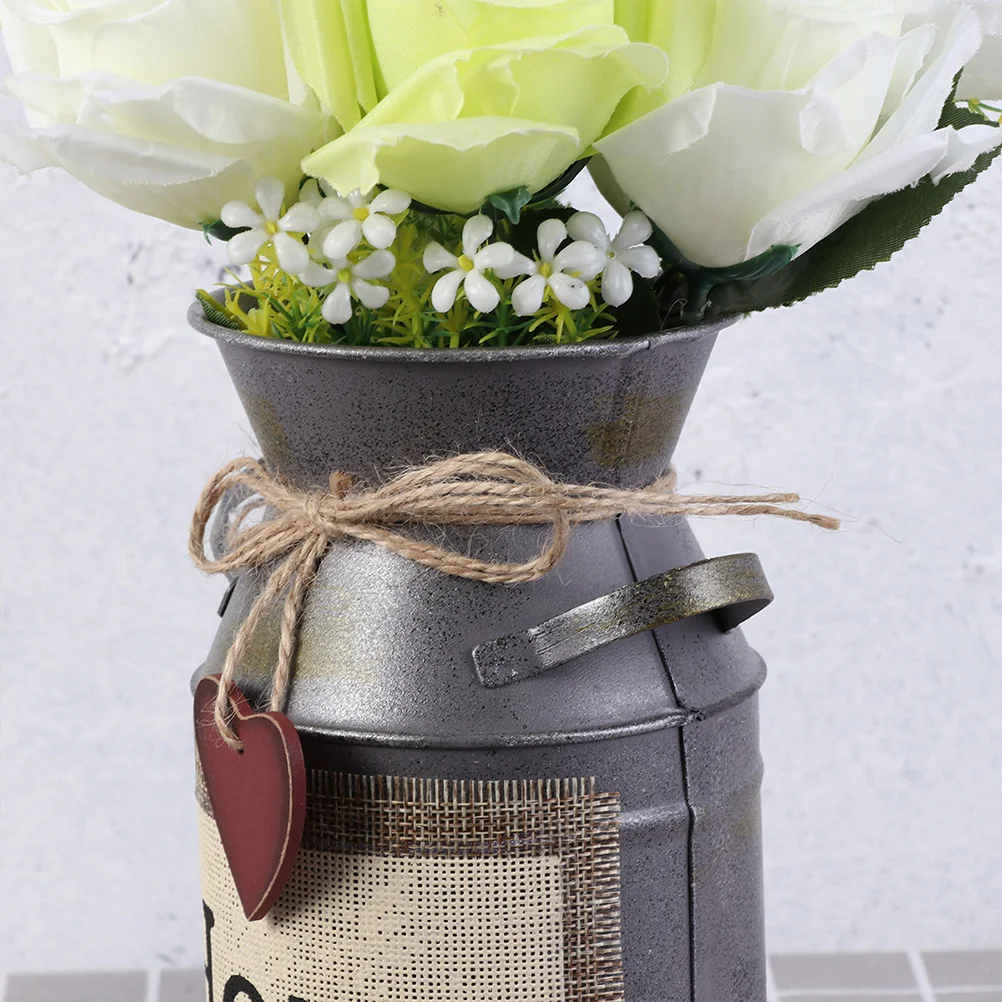 

2pcs Creative Vase Home Decor Vintage Flower Vase Iron Craft Vase Ornament Living Room Decor (Faith, Hope)
