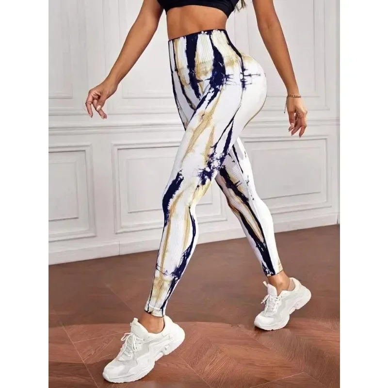 Seamless Tie Dyed Lightning Leggings Sexy Yoga Leggings Women High Waist Butt Lift Slim Fashion Tights Gym Outdoor Running Pants